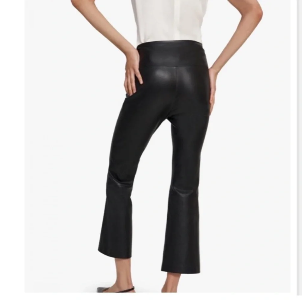 NWOT Theory Leather Pants Yoke Urban Crop Flare in Black - Picture 8 of 8
